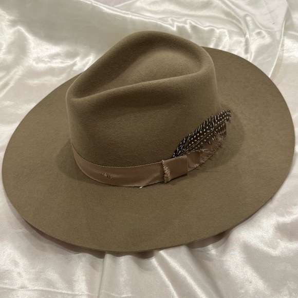 Lovely Bird Verona Antique Wool Feather Hat Medium Brown Festival Boho Coachella main image 5